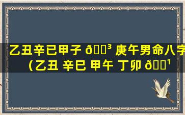 乙丑辛已甲子 🐳 庚午男命八字（乙丑 辛巳 甲午 丁卯 🌹 ）